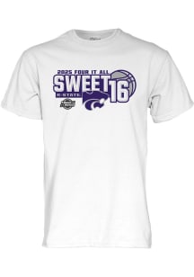 Blue 84 K-State Wildcats White 2025 Sweet 16 Bound Short Sleeve T Shirt