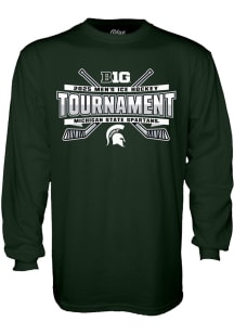 Blue 84 Michigan State Spartans Green 2025 Big Ten Hockey Tournament Long Sleeve T Shirt