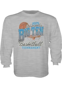 Blue 84 Big Ten Youth Grey 2025 Big Ten Basketball Tournament Long Sleeve T-Shirt