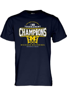 Blue 84 Michigan Wolverines Blue 2025 Big Ten Mens Basketball Tournament Champions Short Sleeve T..