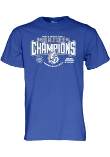 Blue 84 Drake Bulldogs Blue 2025 Missouri Valley Mens Basketball Tournament Champions Short Sleeve..