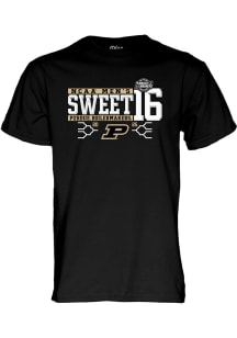 Blue 84 Purdue Boilermakers Black 2025 NCAA Sweet 16 Short Sleeve T Shirt