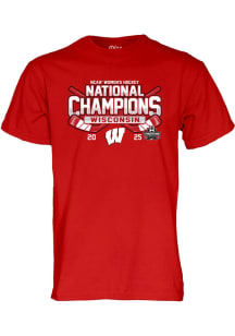 Blue 84 Wisconsin Badgers Red 2025 Womens Champions Short Sleeve T Shirt