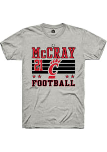 CJ McCray Cincinnati Bearcats Ash Football NIL Striped Short Sleeve Player T Shirt