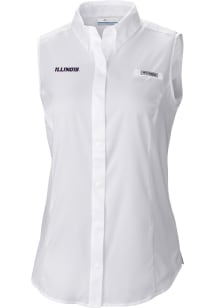 Columbia Illinois Fighting Illini Womens White Heat Seal Omni Wick Tamiami Polo Shirt