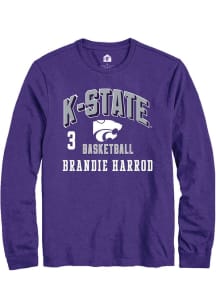 Brandie Harrod K-State Wildcats Purple NIL Arch Logo Long Sleeve Player T Shirt