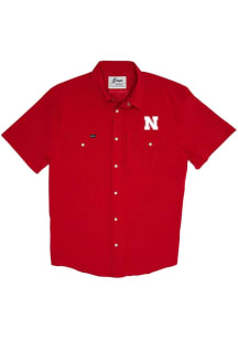 Snaps Nebraska Cornhuskers Mens Red Tailgater Short Sleeve Dress Shirt