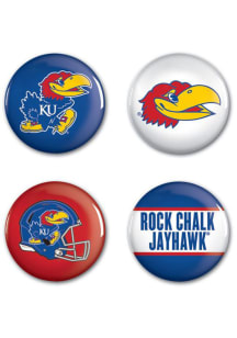 Kansas Jayhawks 4 Pack Button - Blue