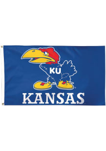Kansas Jayhawks 3X5 Deluxe Flag Silk Screen Grommet Flag - Blue
