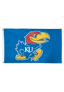 Kansas Jayhawks 3x5 Deluxe Graphic Silk Screen Grommet Flag - Blue