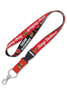 Chicago Blackhawks 1 I Heart Detachable Buckle Lanyard - Red
