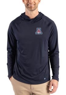 Cutter and Buck Arizona Wildcats Mens Navy Blue Prospect Eco Long Sleeve Hoodie