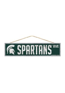 Michigan State Spartans 4x17 inch Wood Ave Sign - Green