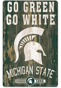 Michigan State Spartans Team Established 11X17 Wood Sign - Green