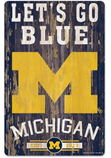 Michigan Wolverines Team Established 11X17 Wood Sign - Blue