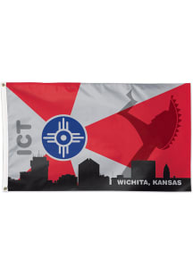 Wichita Keeper of the Plains 3x5 ft Deluxe Silk Screen Grommet Flag - Red