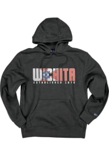 Blue 84 Wichita Mens Charcoal Wordmark Flag Long Sleeve Hoodie