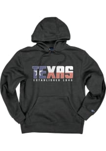 Blue 84 Texas Mens Charcoal Wordmark Flag Long Sleeve Hoodie