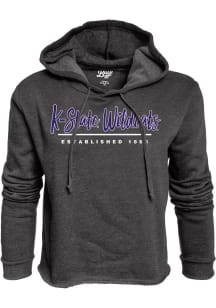 K-State Wildcats Womens Black Cassie High Jinks Cropped Hooded Sweatshirt