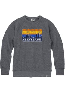 Rally Cleveland Mens Navy Blue Skyline Long Sleeve Crew Sweatshirt