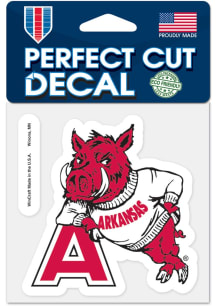 Arkansas Razorbacks Vault 4x4 inch Auto Decal - Red