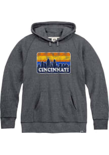 Rally Cincinnati Mens Navy Blue Skyline Long Sleeve Hoodie