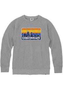 Rally Cincinnati Mens Grey Skyline Long Sleeve Crew Sweatshirt