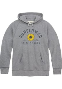 Rally Kansas Mens Grey Sunflower State Long Sleeve Hoodie