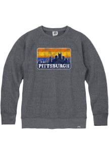 Rally Pittsburgh Mens Navy Blue Skyline Long Sleeve Crew Sweatshirt
