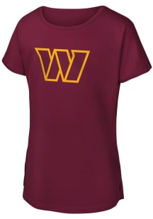 Washington Commanders Girls Burgundy Primary Logo Short Sleeve Tee