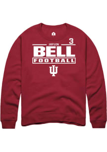 Jaylen Bell Indiana Hoosiers Mens Crimson Football NIL Stacked Box Player Crew