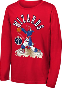Washington Wizards Youth Red Mascot On Court Long Sleeve T-Shirt