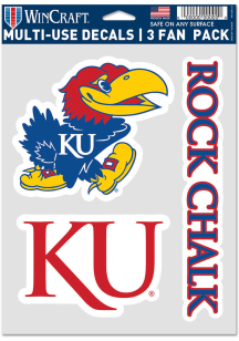 Kansas Jayhawks Triple Pack Auto Decal - Blue