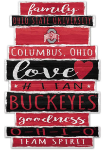 Ohio State Buckeyes Team Words 11X17 Sign - Red