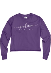 Blue 84 Manhattan Womens Purple Script LS Tee