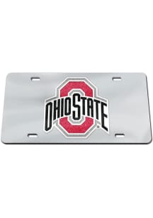 Ohio State Buckeyes Silver Glitter Logo Car Accessory License Plate