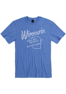 Wisconsin Blue Beer, Cheese, & Sausage Short Sleeve Fashion T Shirt