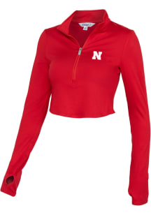 Nebraska Cornhuskers Womens Red Rush Crop Qtr Zip Pullover