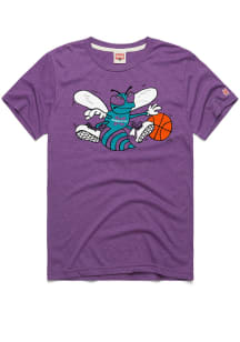 Homage Charlotte Hornets Purple Retro Logo Short Sleeve Fashion T Shirt