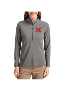 Cutter and Buck Nebraska Cornhuskers Womens Graphite Adapt Eco Qtr Zip Pullover