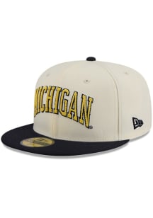 New Era Michigan Wolverines Mens Ivory 2T Stitch 59FIFTY Fitted Hat