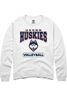Summit Sportswear UConn Huskies Mens White Volleyball Long Sleeve Crew Sweatshirt