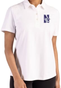 Cutter and Buck Northwestern Wildcats Womens White Advantage Short Sleeve Polo Shirt