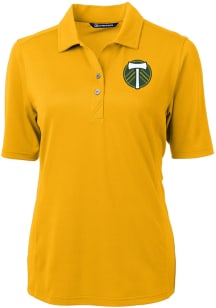 Cutter and Buck Portland Timbers Womens Yellow Virtue Eco Pique Short Sleeve Polo Shirt