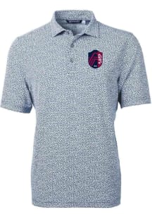Cutter and Buck St Louis City SC Mens Navy Blue Virtue Eco Pique Botanical Short Sleeve Polo
