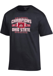 Champion Ohio State Buckeyes Black Football 2024 Football National Champion Arch Jersey Short Slee..