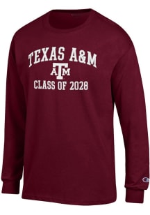 Champion Texas A&M Aggies Maroon Font Class of 2028 Jersey Long Sleeve T Shirt