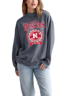 Nebraska Cornhuskers Womens Charcoal Nantucket Crew Crew Sweatshirt