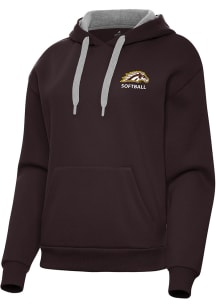 Antigua Western Michigan Broncos Womens Brown Softball Victory Hooded Sweatshirt