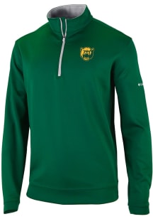 Columbia Baylor Bears Mens Green Heat Seal Omni Wick Wickhams Hills Long Sleeve Qtr Zip Pullover